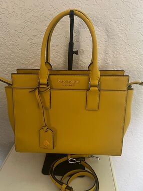Kate Spade Yellow Leather Satchel with Detachable Strap